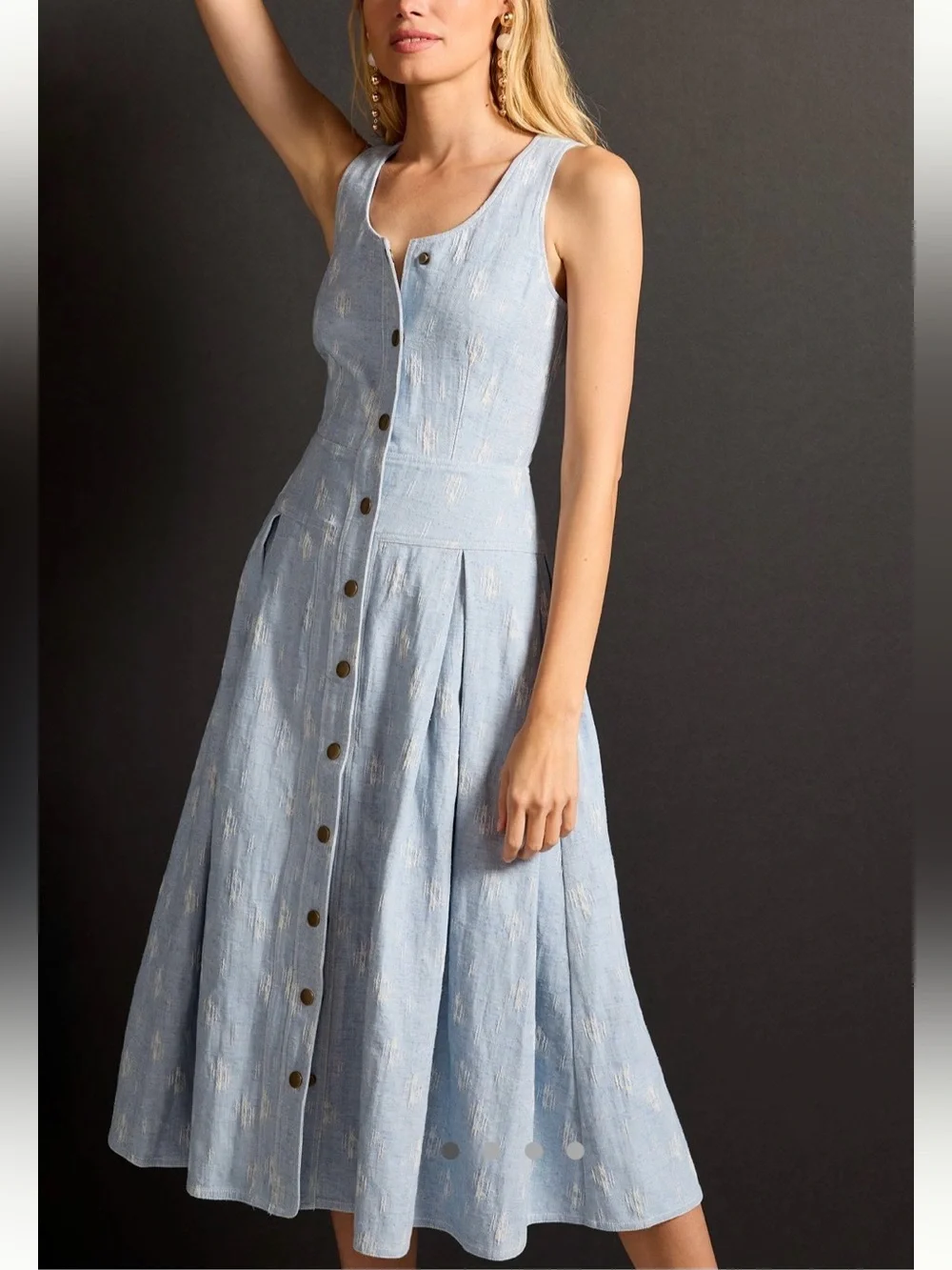 Hunter Bell Button Front Pleated Midi Dress NWOT SZ 10 - Picture 2 of 11